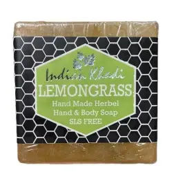 Мыло Лемонграсс ручной работы без SLS Кхади Lemongrass Hand Made Herbel Soap SLS Free Indian Khadi 100 гр.